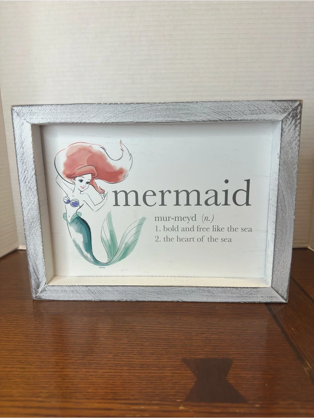Disney Ariel The Little Mermaid Definition Wood Block Framed Sign Decor